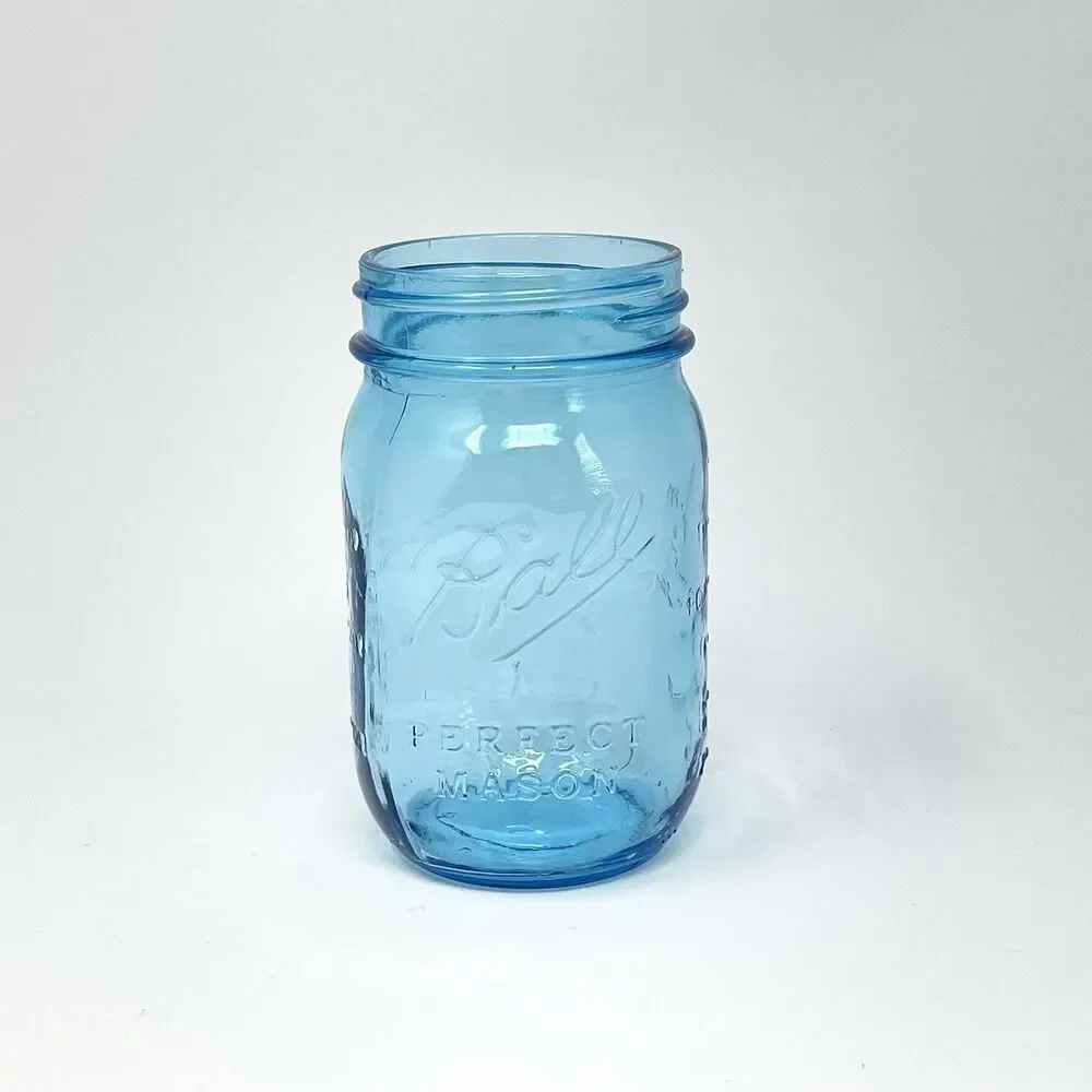 Ball Perfect Mason Canning Jar Pint 16 Oz USA NO LID Blue Turquoise Aqua
